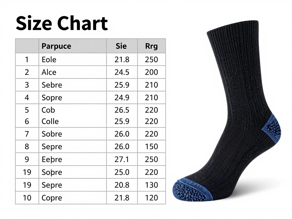 Comprehensive size guide for Producthighelega socks